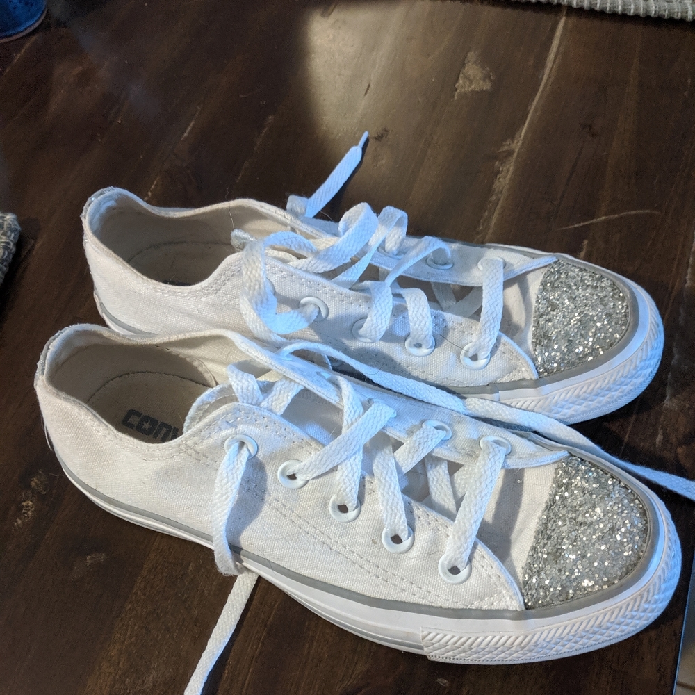 White and silver Converse
